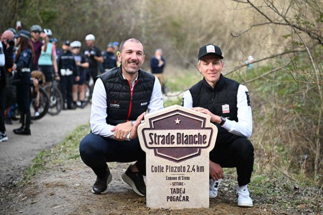 05-03-2026 Allenamento Strade Bianche 2026; 2026, Uae Emirates - Xrg; 2026, Tudor; Pogacar, Tadej; Cancellara, Fabian; Colle Pinzuto; 