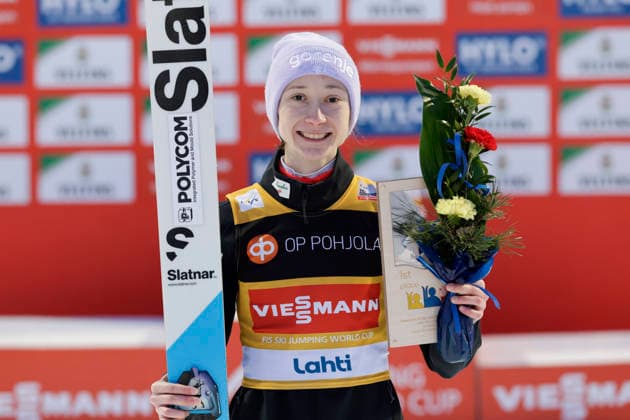 Winner Nika Prevc of Slovenia after women s HS130 Individual Competition of Ski jumping, Skispringen, Ski, nordisch at the FIS Nordic World Cup Lahti Ski Games in Lahti, Finland, on March 5, 2026. - PETRI KORTENIEMI Lahti Finland 7XBRun3TT6Y  Copyright: xPetrixKorteniemix 7XBRun3TT6Y