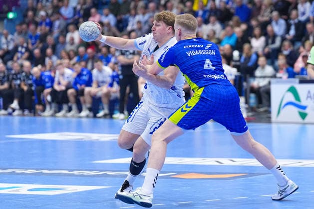 05.03.2026, xydrx, Handball, 1.HBL, VfL Gummersbach - TBV Lemgo Lippe, Schwalbe-Arena: Lukas Hutecek (TBV Lemgo Lippe 2) im Zweikampf gegen Ellidi Vidarsson (VfL Gummersbach 4) Photo: xYannisxDreimannxPressefotoKochx Nordrhein-Westfahlen Deutschland