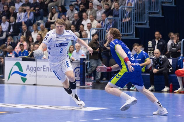 DAIKIN Handball-Bundesliga VfL Gummersbach - TBV Lemgo Lippe; 05.03.2026 Lukas Hutecek (TBV Lemgo Lippe, 2) am Ball, Tom Kiesler (VfL Gummersbach, 30) DAIKIN Handball-Bundesliga VfL Gummersbach - TBV Lemgo Lippe; Gummersbach, Schwalbe arena am 05.03.2026 Copyright: xBEAUTIFULxSPORTS Wunderlx