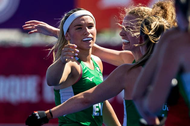 Feldhockey, Frauen, WM-Quali, Irland - Kanada FIH Hockey World Cup Qualifiers, Centro Deportivo de Hockey CÃ Caoimhe Perdue celebrates scoring her sides second goal with teammates 5 3 2026  Copyright: x INPHO FrankxUijlenbroekx 019A2868 20260305