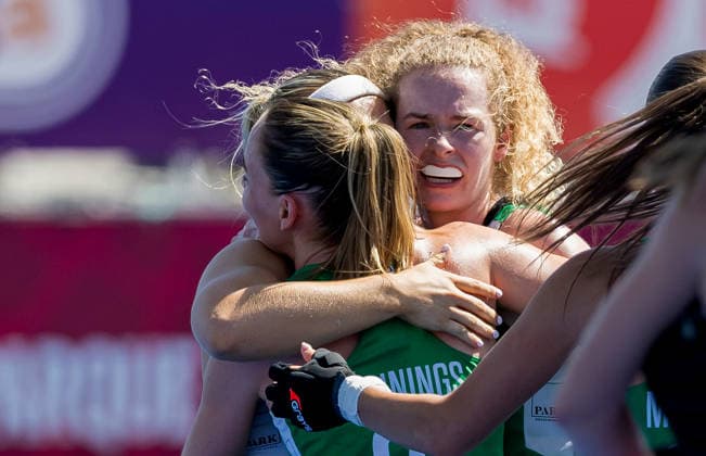 Feldhockey, Frauen, WM-Quali, Irland - Kanada FIH Hockey World Cup Qualifiers, Centro Deportivo de Hockey CÃ Caoimhe Perdue celebrates scoring her sides second goal with teammates 5 3 2026  Copyright: x INPHO FrankxUijlenbroekx 019A2874 20260305