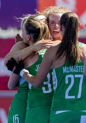 Feldhockey, Frauen, WM-Quali, Irland - Kanada FIH Hockey World Cup Qualifiers, Centro Deportivo de Hockey CÃ Caoimhe Perdue celebrates scoring her sides second goal with teammates 5 3 2026  Copyright: x INPHO FrankxUijlenbroekx 019A2878 20260305