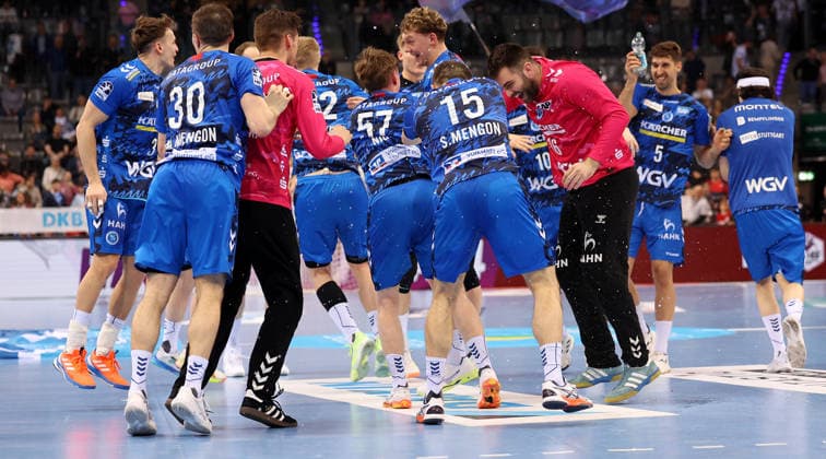 05.03.2026, Deutschland, Stuttgart, Handball Bundesliga, TVB Stuttgart vs. THW Kiel, Stuttgarter Jubel