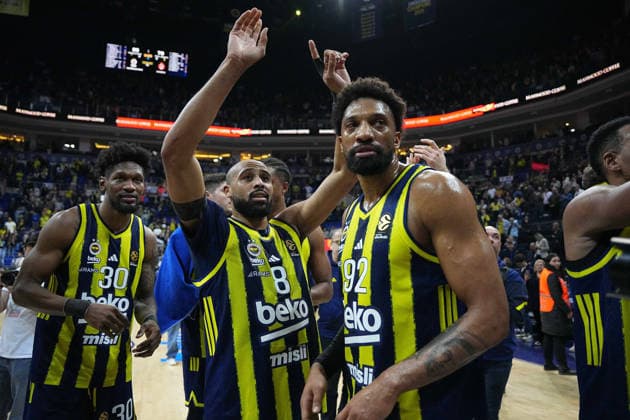 ISTANBUL, TURKEY - MARCH 5: Talen Horton Tucker (8) , Khem Birch (92) of Fenerbahce Beko celebrates victory after the EuroLeague match between Fenerbahce Beko Istanbul and AS Monaco at Ulker Sports Arena on March 5, 2026 in Istanbul, Turkey. Ä±STANBUL tURKEY Copyright: xSeskimphotox Fener-Monaco-050326 (138)