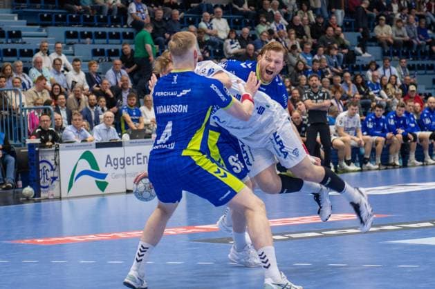 Ellidi Snaer Vidarsson, Kreislaeufer, (VfL Gummersbach 4), Tom Kiesler, Rueckraum, (VfL Gummersbach 30), VfL Gummersbach vs. TBV Lemgo Lippe, Daikin Handball Bundesliga, Herren , 24. Spieltag, 05.03.2026 Gummersbach NRW Deutschland