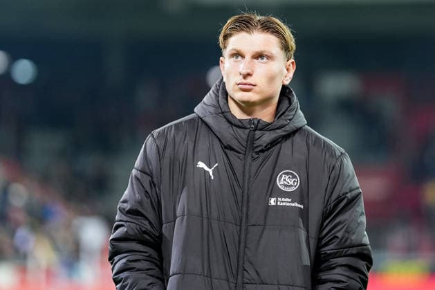 Fussball: Schweiz: Brack Super League 2025 2026 - 28. Spieltag, 05.03.2026 - FC Thun vs. FC St. Gallen 1879 (Stockhorn Arena, Thun); Alessandro Vogt (18, FC St. Gallen) Copyright: xValentinxDomgjonix