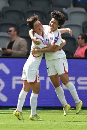 SOCCER ASIAN CUP BANGLADESH NORTH KOREA, Kim Kyong Yong of North Korea celebrates after scoring a goal with Kim Song Gyong of North Korea during the AFC Women™s Asian Cup Group B match between Bangladesh and North Korea at CommBank Stadium in Sydney, Friday, March 6, 2026. ( NO ARCHIVING, EDITORIAL USE ONLY SYDNEY NEW SOUTH WALES AUSTRALIA  Copyright: xDEANxLEWINSx 20260306166753133903