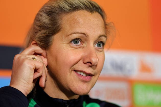 Republic of Ireland WNT press conference, PK, Pressekonferenz Stadion Galgenwaard, Utrecht, Netherlands 6 3 2026 Head Coach Carla Ward Carla Ward 6 3 2026  Copyright: x INPHO RyanxByrnex RB1_8546