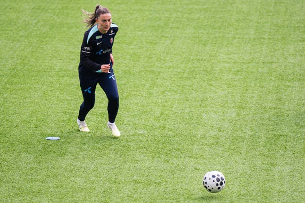 260306 Vilde Boe Risa of the Norwegian women™s national football team during a training session on March 6, 2026 in Stavanger. Photo: Marius Simensen BILDBYRAN Cop 238 bbeng dam fifa women s world cup qualifier football fotball fotboll norge norway practice soccer training trening träning Copyright: MARIUSxSIMENSEN BB260306BB490