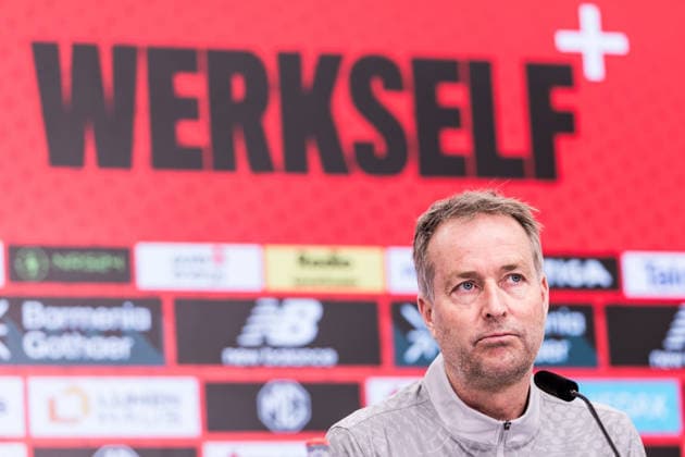 Sport Bilder des Tages LEVERKUSEN, GERMANY - MARCH 06: Kasper Hjulmand (Head coach Bayer 04 Leverkusen) during the pre game press conference, PK, Pressekonferenz before the Bundesliga match between Bayer 04 Leverkusen and SC Freiburg at BayArena on March 06, 2026 in Leverkusen, Germany. North Rhine Westphalia Germany Copyright: xSteffiexWunderlx