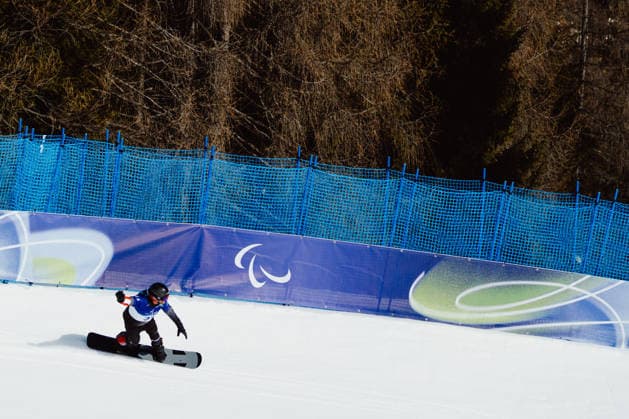 PARALYMPICS - Winter Paralympics Milano Cortina 2026 CORTINA D AMPEZZO,ITALY,06.MAR.26 - PARALYMPICS - Paralympic Winter games, Winterspiele,Spiele, Summer games Milano Cortina 2026, preview, Para Snowboard, training. Image shows Rene Eckhart (AUT).  GEPAxpictures xMaticxKlansek