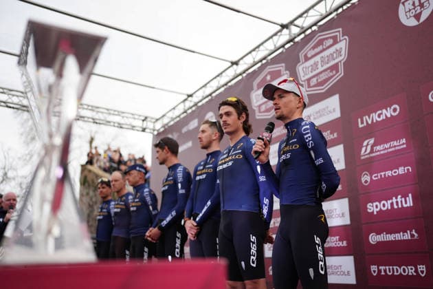 PINARELLO-Q36.5 PRO CYCLING TEAM during the team presentation of the Strade Bianche e Strade Bianche Women cycling race in Siena - Tuscany - Italy - Friday, March 6 2026. - cycling  Copyright: xPaolone xLaPressex