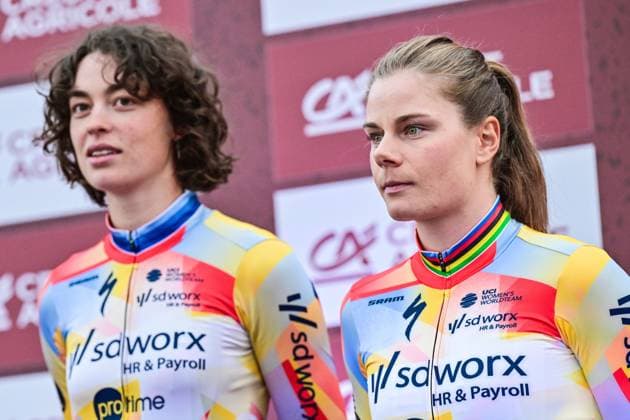 Belgian Lotte Kopecky pictured during the team presentations ahead of the Strade Bianche one day cycling race from and to Siena, Italy, Friday 06 March 2026. DIRKxWAEM  x166661857x