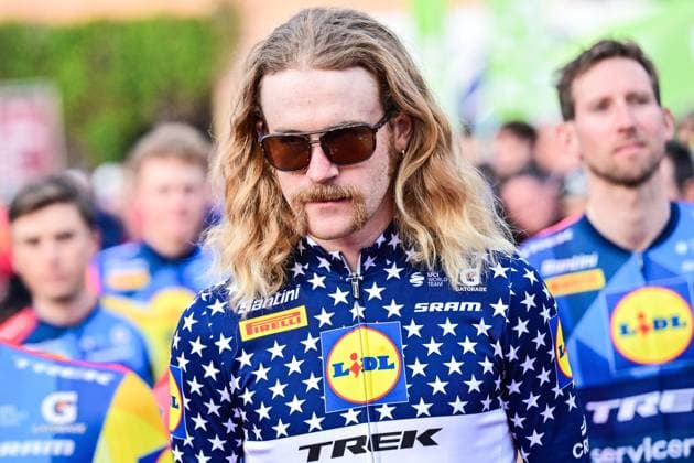 American Quinn Simmons of Lidl - Trek pictured during the team presentations ahead of the Strade Bianche one day cycling race from and to Siena, Italy, Friday 06 March 2026. DIRKxWAEM  x166663455x