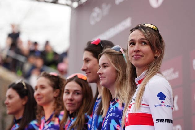 CANYON SRAM ZONDACRYPTOduring the team presentation of the Strade Bianche e Strade Bianche Women cycling race in Siena - Tuscany - Italy - Friday, March 6 2026. - cycling  Copyright: xPaolone xLaPressex