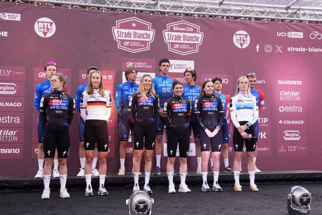 FDJ UNITED - SUEZ GROUPAMA - FDJ UNITED during the team presentation of the Strade Bianche e Strade Bianche Women cycling race in Siena, Tuscany - Italy - Friday, March 6, 2026. - cycling  Copyright: xFabioxFerrari LaPressex