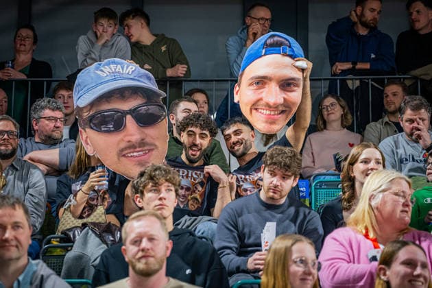 1. Basketball Bundesliga, easyCredit BBL, Saison 2025 2026, Herren, Hauptrunde, 22. Spieltag, 06.03.2026, RASTA Vechta - Science City Jena Die Fans von Science City Jena während der Partie Vechta RASTA Dome Niedersachsen Deutschland