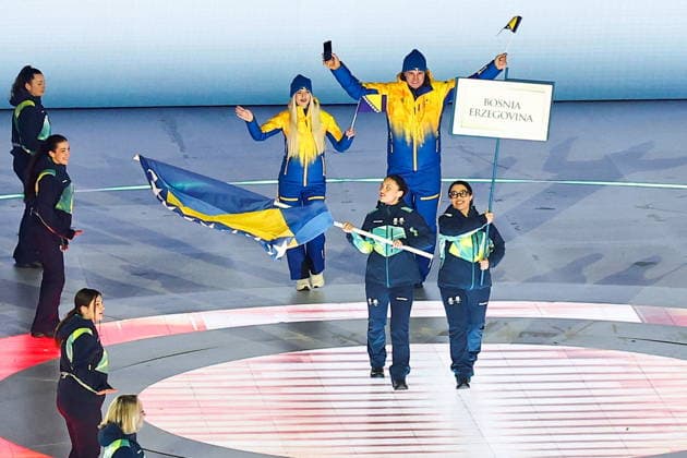 ITALY, VERONA - MARCH 6, 2026: The Bosnian national team, Nationalteam during the opening ceremony of 2026 Paralympic Winter games, Winterspiele,Spiele, Summer games at the Verona Arena. Mikhail Tereshchenko TASS  89667074