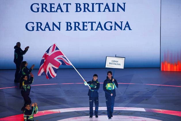 ITALY, VERONA - MARCH 6, 2026: Great Britain s national team, Nationalteam during the opening ceremony of 2026 Paralympic Winter games, Winterspiele,Spiele, Summer games at the Verona Arena. Mikhail Tereshchenko TASS  89668071