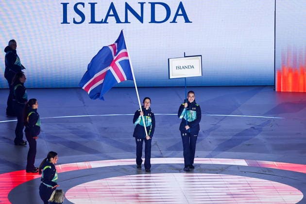 ITALY, VERONA - MARCH 6, 2026: Iceland s national team, Nationalteam during the opening ceremony of 2026 Paralympic Winter games, Winterspiele,Spiele, Summer games at the Verona Arena. Mikhail Tereshchenko TASS  89668177