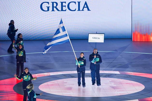 ITALY, VERONA - MARCH 6, 2026: Greece s national team, Nationalteam during the opening ceremony of 2026 Paralympic Winter games, Winterspiele,Spiele, Summer games at the Verona Arena 2026 Paralympic Winter Games: Opening Ceremony  - ZUMAt113 20260306_zaa_t113_472 Copyright: xMikhailxTereshchenkox