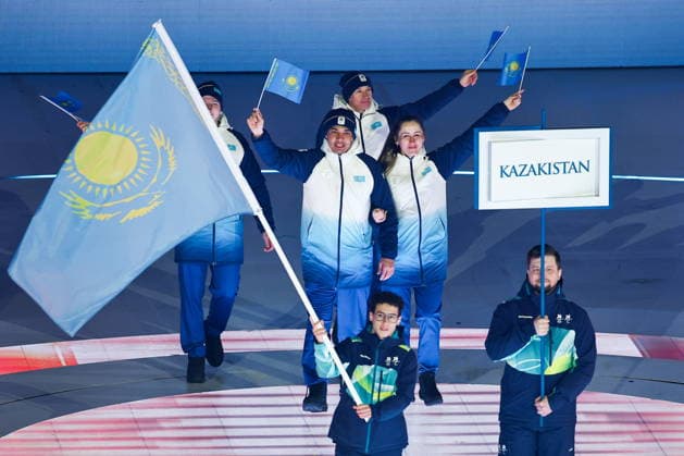 ITALY, VERONA - MARCH 6, 2026: Kazakhstan s national team, Nationalteam during the opening ceremony of 2026 Paralympic Winter games, Winterspiele,Spiele, Summer games at the Verona Arena 2026 Paralympic Winter Games: Opening Ceremony  - ZUMAt113 20260306_zaa_t113_477 Copyright: xMikhailxTereshchenkox