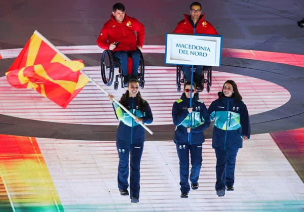 ITALY, VERONA - MARCH 6, 2026: North Macedonia s national team, Nationalteam during the opening ceremony of 2026 Paralympic Winter games, Winterspiele,Spiele, Summer games at the Verona Arena 2026 Paralympic Winter Games: Opening Ceremony  - ZUMAt113 20260306_zaa_t113_482 Copyright: xMikhailxTereshchenkox