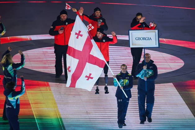ITALY, VERONA - MARCH 6, 2026: Georgia s national team, Nationalteam during the opening ceremony of 2026 Paralympic Winter games, Winterspiele,Spiele, Summer games at the Verona Arena 2026 Paralympic Winter Games: Opening Ceremony  - ZUMAt113 20260306_zaa_t113_490 Copyright: xMikhailxTereshchenkox