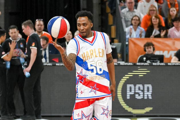 Showeinlage Harlem Globetrotters RASTA Vechta vs. Science City Jena, easyCredit Basketball Bundesliga, 22. Spieltag, Saison 2025 2026, 06.03.2026, RASTA Vechta vs. Science City Jena, easyCredit Basketball Bundesliga, 22. Spieltag, Saison 2025 2026, 06.03.2026 Vechta Copyright: xEibner-Pressefoto RobertxGertzenx EP_RGN