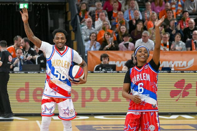 Showeinlage Harlem Globetrotters RASTA Vechta vs. Science City Jena, easyCredit Basketball Bundesliga, 22. Spieltag, Saison 2025 2026, 06.03.2026, RASTA Vechta vs. Science City Jena, easyCredit Basketball Bundesliga, 22. Spieltag, Saison 2025 2026, 06.03.2026 Vechta Copyright: xEibner-Pressefoto RobertxGertzenx EP_RGN