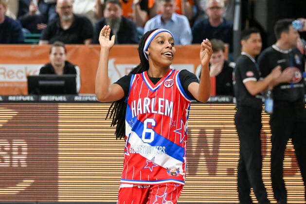 Showeinlage Harlem Globetrotters RASTA Vechta vs. Science City Jena, easyCredit Basketball Bundesliga, 22. Spieltag, Saison 2025 2026, 06.03.2026, RASTA Vechta vs. Science City Jena, easyCredit Basketball Bundesliga, 22. Spieltag, Saison 2025 2026, 06.03.2026 Vechta Copyright: xEibner-Pressefoto RobertxGertzenx EP_RGN