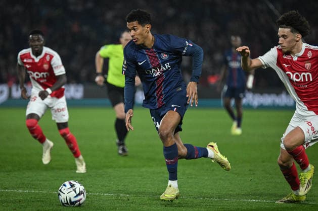 Ligue 1 PSG vs AS Monaco - FA Paris Saint-Germain’s midfielder Senny Mayulu fights for the ball during the French L1 football match between Paris Saint-Germain and AS Monaco at the Parc des Princes stadium in Paris on March 6, 2026. Photo by Firas Abdullah ABACAPRESS.COM Paris Île-de-France France  Copyright: xAbdullahxFiras ABACAx