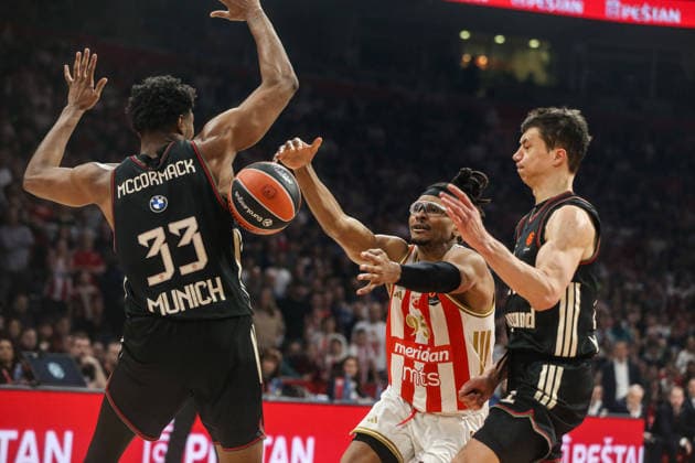 Crvena Zvezda Meridianbet v FC Bayern Munich - Euroleague BELGRADE, SERBIA - MARCH 06: Players in action during the EuroLeague Regular Season Round 30 match between Crvena Zvezda Meridianbet Belgrade and FC Bayern Munich at Belgrade Arena on March 06, 2026 in Belgrade, Serbia. Filip Stevanovic Anadolu Belgrade Serbia. Editorial use only. Please get in touch for any other usage.  Copyright: x2026xAnadoluxFilipxStevanovicx
