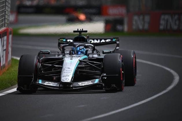 2026 AUSTRALIAN F1 GRAND PRIX, George Russell of Mercedes during a Free Practice Session Three as part of the 2026 Australian Grand Prix at Albert Park Circuit in Melbourne, Saturday, March 7, 2026. ( NO ARCHIVING, EDITORIAL USE ONLY MELBOURNE VICTORIA AUSTRALIA  Copyright: xJOELxCARRETTx 20260307113276995970