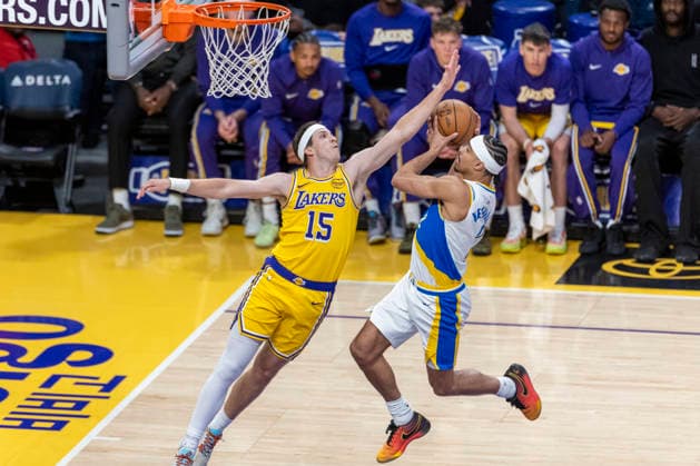 March 6, 2026, Los Angeles, California, USA: Indiana PacersÃ¢â‚¬â ¢ Andrew Nembhard (2) goes to the basket against Los Angeles LakersÃ¢â‚¬â ¢ Austin Reaves (15) during an NBA, Basketball Herren, USA basketball game at Crypto.com Arena on Friday, March 6, 2026 in Los Angeles. NBA 2026: Pacers Vs Lakers  - ZUMAc68_ 20260306_zaf_c68_006 Copyright: xRingoxChiux