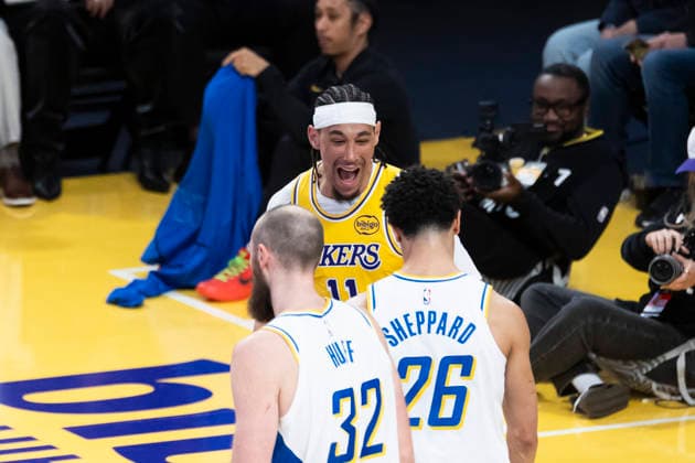 March 6, 2026, Los Angeles, California, USA: Los Angeles LakersÃ¢â‚¬â ¢ Jaxson Hayes (11) reacts after dunking against Indiana PacersÃ¢â‚¬â ¢ Ben Sheppard (26) during an NBA, Basketball Herren, USA basketball game at Crypto.com Arena on Friday, March 6, 2026 in Los Angeles. NBA 2026: Pacers Vs Lakers  - ZUMAc68_ 20260306_zaf_c68_022 Copyright: xRingoxChiux