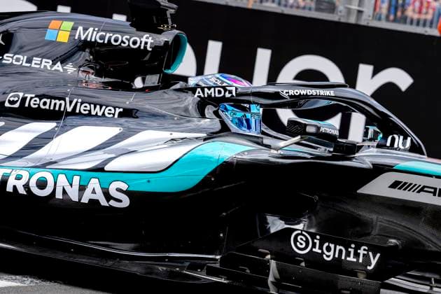 MELBOURNE - Formula 1 driver George Russell of Mercedes AMG-Petronas Formula One Team during the Formula 1 Melbourne free practice and qualifying session at Albert Park on March 7, 2025 in Melbourne, Australia. (Photo by DeFodi Images) -