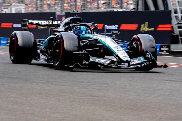 MELBOURNE - Formula 1 driver George Russell of Mercedes AMG-Petronas Formula One Team during the Formula 1 Melbourne free practice and qualifying session at Albert Park on March 7, 2025 in Melbourne, Australia. (Photo by DeFodi Images) -