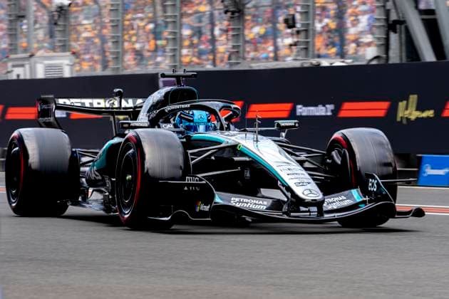 MELBOURNE - Formula 1 driver George Russell of Mercedes AMG-Petronas Formula One Team during the Formula 1 Melbourne free practice and qualifying session at Albert Park on March 7, 2025 in Melbourne, Australia. (Photo by DeFodi Images) -