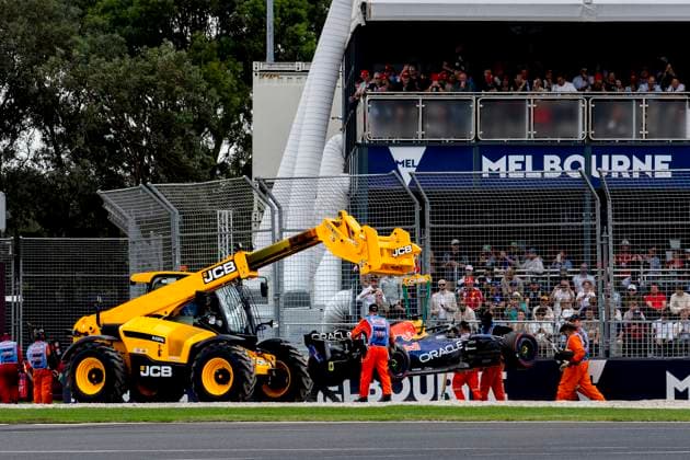 MELBOURNE - Formula 1 driver Max Verstappen of Oracle Red Bull Racing crashes his car at Turn 1 during Formula 1 Melbourne free practice and qualifying at Albert Park on March 7, 2025 in Melbourne, Australia. (Photo by DeFodi Images) -