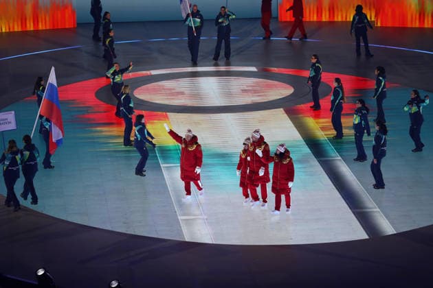 March 6, 2026, Verona, Veneto, Italy: Athletes of Russia of whom flag bearers ANASTASIIA BAGIIAN and ALEKSEI BUGAEV during the Parade of Nations at the Opening Ceremony of the Milano Cortina 2026 Winter Paralympic Games at the Arena di Verona. Verona Italy - ZUMAc179 20260306_zep_c179_082 Copyright: xMickaelxChavetx