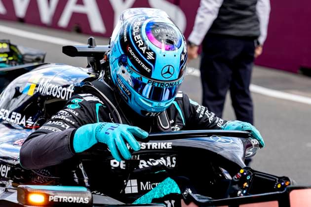 MELBOURNE - Formula 1 driver George Russell of Mercedes AMG-Petronas Formula One Team during the Formula 1 Melbourne free practice and qualifying session at Albert Park on March 7, 2025 in Melbourne, Australia. (Photo by DeFodi Images) -