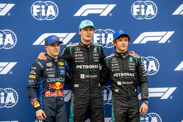 MELBOURNE, AUSTRALIA: George Russell, racing for the Mercedes team during the 2026 Formula 1 Australian Grand Prix at the Albert Park Circuit in Melbourne, Australia