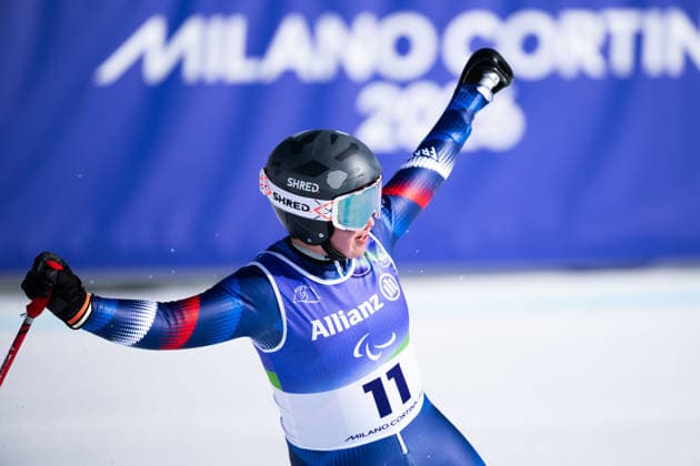 260307 Aurelie Richard of France celebrates after competing in the women s para alpin skiing downhill during day 1 of the Milano Cortina 2026 Winter Paralympic Games on March 7, 2026 in Cortina. Photo: Maxim Thore BILDBYRAN kod MT MT1009 alpint alpine skiing paralympic games paralympics paralympiska spel paralympiske leker vinter-paralympics winter paralympics milano cortina 2026 milano cortina 2026 winter paralympic games 1 bbeng störtlopp dam jubel *** 260307 Aurelie Richard of France celebrates after competing in the women s para alpine skiing downhill during day 1 of the Milano Cortina 2026 Winter Paralympic Games on March 7, 2026 in Cortina Photo Maxim Thore BILDBYRAN kod MT MT1009 alpint alpine skiing paralympic games paralympiska spel paralympiske leker vinter paralympics winter paralympics milano cortina 2026 milano cortina 2026 winter paralympic games 1 bbeng störtlopp dam jubel  Copyright: MAXIMxTHORE BB260307MT004