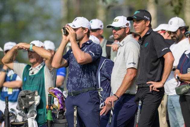 March 7, 2026, Hong Kong, Hong Kong Sar, China: The leaders group step aside to watch the following group tee from the tee to the green on the 10th, nearly hitting them. L to R. Thomas Detry, Dean Burmester and Mexicos Carlos Ortiz.LIV Golf Hong Kong 2026 Hong Kong China - ZUMAr144 20260307_zap_r144_027 Copyright: xJaynexRussellx