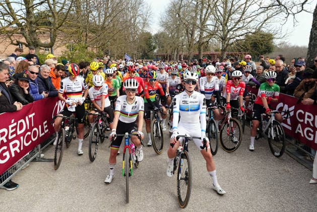 Cyclist at the start of the race during the Strade Bianche Woman Elite (White Roads) a 133 km one day race from and to Siena (Tuscany), Italy - Saturday March 7, 2025 - - cycling  Copyright: xMassimoxPaolone LaPressex
