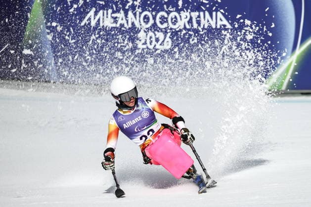 ITALY, VENETO - MARCH 7, 2026: Audrey Pascual Seco of Spain competes in the women s downhill sit-skiing event during the 2026 Winter Paralympic Games on the Olympia delle Tofane of the Tofane Alpine Skiing Centre in Cortina d Ampezzo, Province of Belluno. Mikhail Tereshchenko TASS  89689938