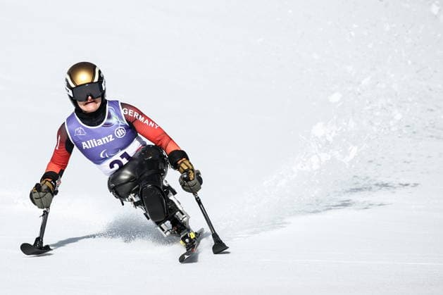 ITALY, VENETO - MARCH 7, 2026: Anna-Lena Forster of Germany competes in the women s downhill sit-skiing event during the 2026 Winter Paralympic Games on the Olympia delle Tofane of the Tofane Alpine Skiing Centre in Cortina d Ampezzo, Province of Belluno. Mikhail Tereshchenko TASS  89690415