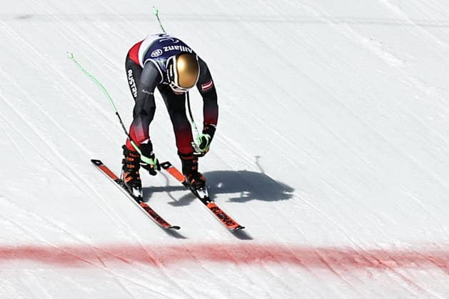 ITALY, VENETO - MARCH 7, 2026: Johannes Aigner of Austria competes in the men s downhill skiing event for visually impaired athletes during the 2026 Winter Paralympic Games on the Olympia delle Tofane of the Tofane Alpine Skiing Centre in Cortina d Ampezzo, Province of Belluno. Mikhail Tereshchenko TASS  89690482